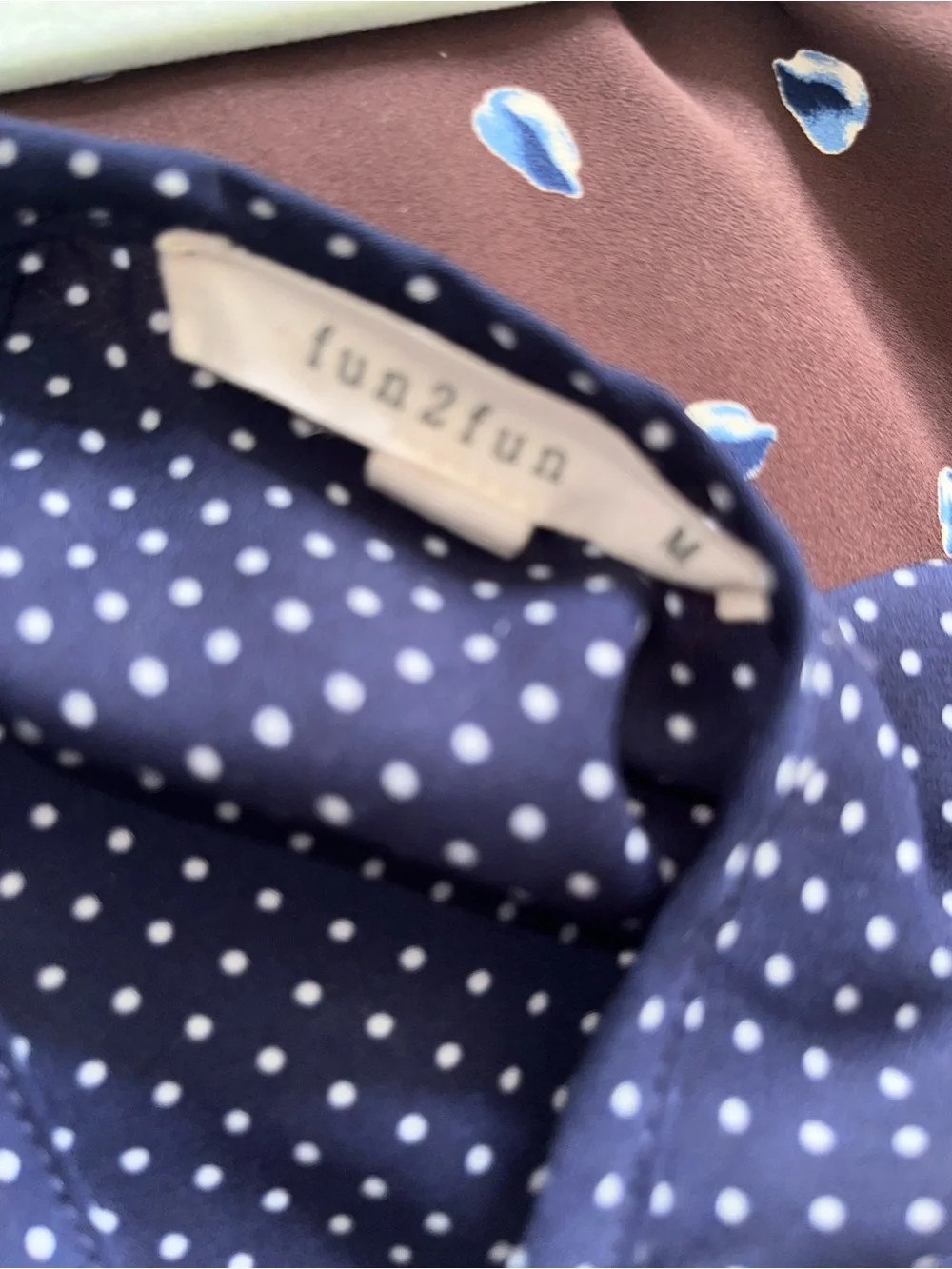 fun 2 fun Navy Polka Dot Flutter Sleeve Blouse - Picture 3 of 3
